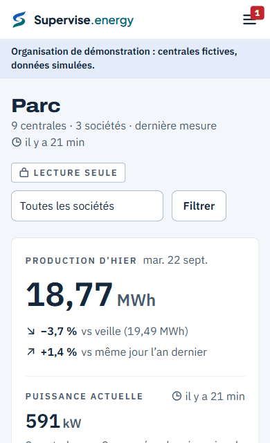 Écran Parc sur téléphone